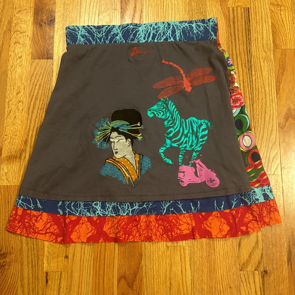Desigual Multicolor A-Line Skirt sz XL - Picture 3 of 4